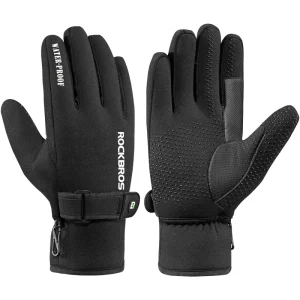 guantes de invierno rockbros con envío local, guantes de motocicleta y bicicleta, guantes sbr de dedo completo, resistentes al viento, forro polar cálido, equipo para esquí y ciclismo 1