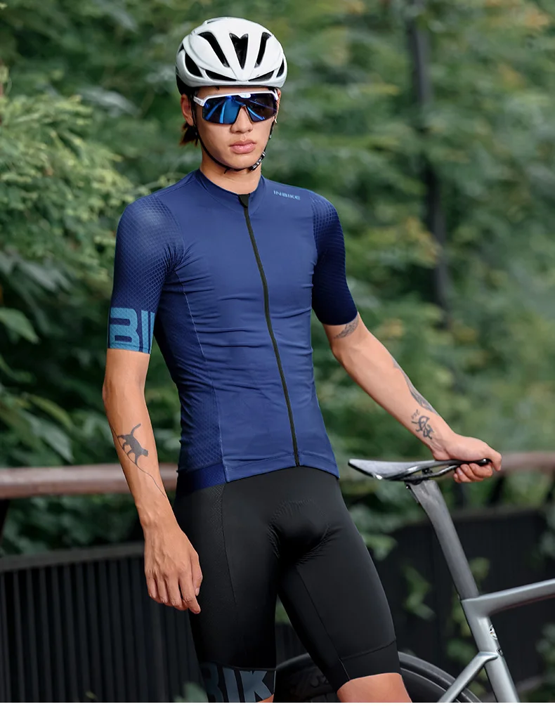 Conjunto de ciclismo INBIKE para hombre – Maillot y culotte de verano Conjunto de ciclismo INBIKE para hombre – Maillot y culotte de verano