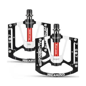 Pedales de Bicicleta WEST BIKING con 3 Rodamientos, Ligeros, de Aleación de Aluminio, Antideslizantes, Plataforma Universal de 9/16 Pulgadas para Bicicletas MTB 1