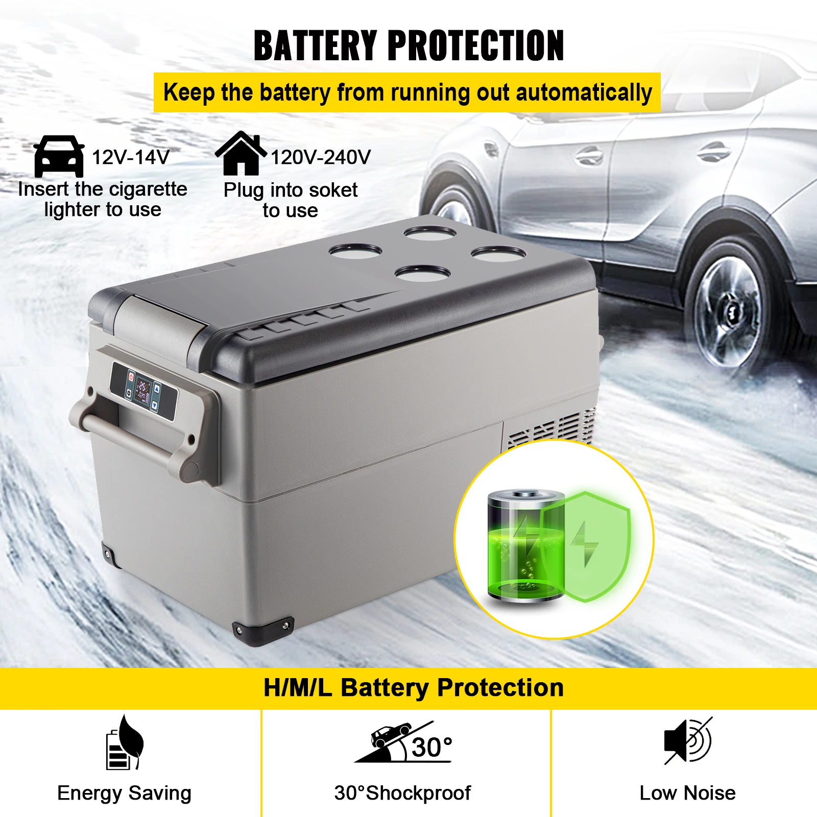 Nevera portátil de compresor VEVOR para coche – 15 a 45 L