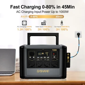 estación de energía portátil qishang t1200 (1200 w, 1024 wh): generador solar para acampar, realizar actividades al aire libre y como fuente de energía de respaldo. 7