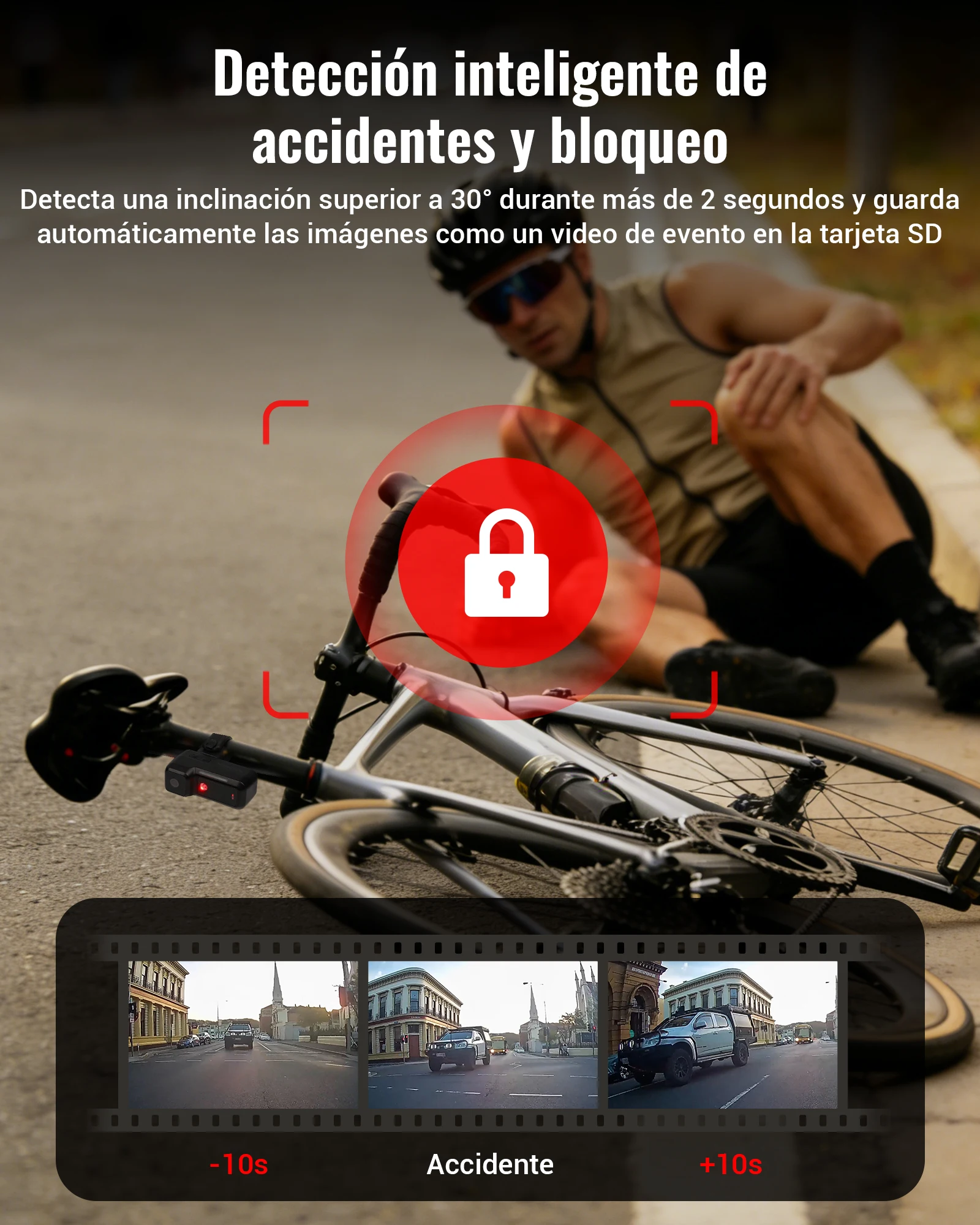 luz trasera para bicicleta ravemen nt301 con cámara dv, recargable, 3200mah, gran angular, 2k hd, grabación en bucle continua desde el teléfono 3 Luz Trasera para Bicicleta RAVEMEN NT301 con Cámara DV, Recargable, 3200mAh, Gran Angular, 2K HD, Grabación en Bucle Continua desde el Teléfono 3