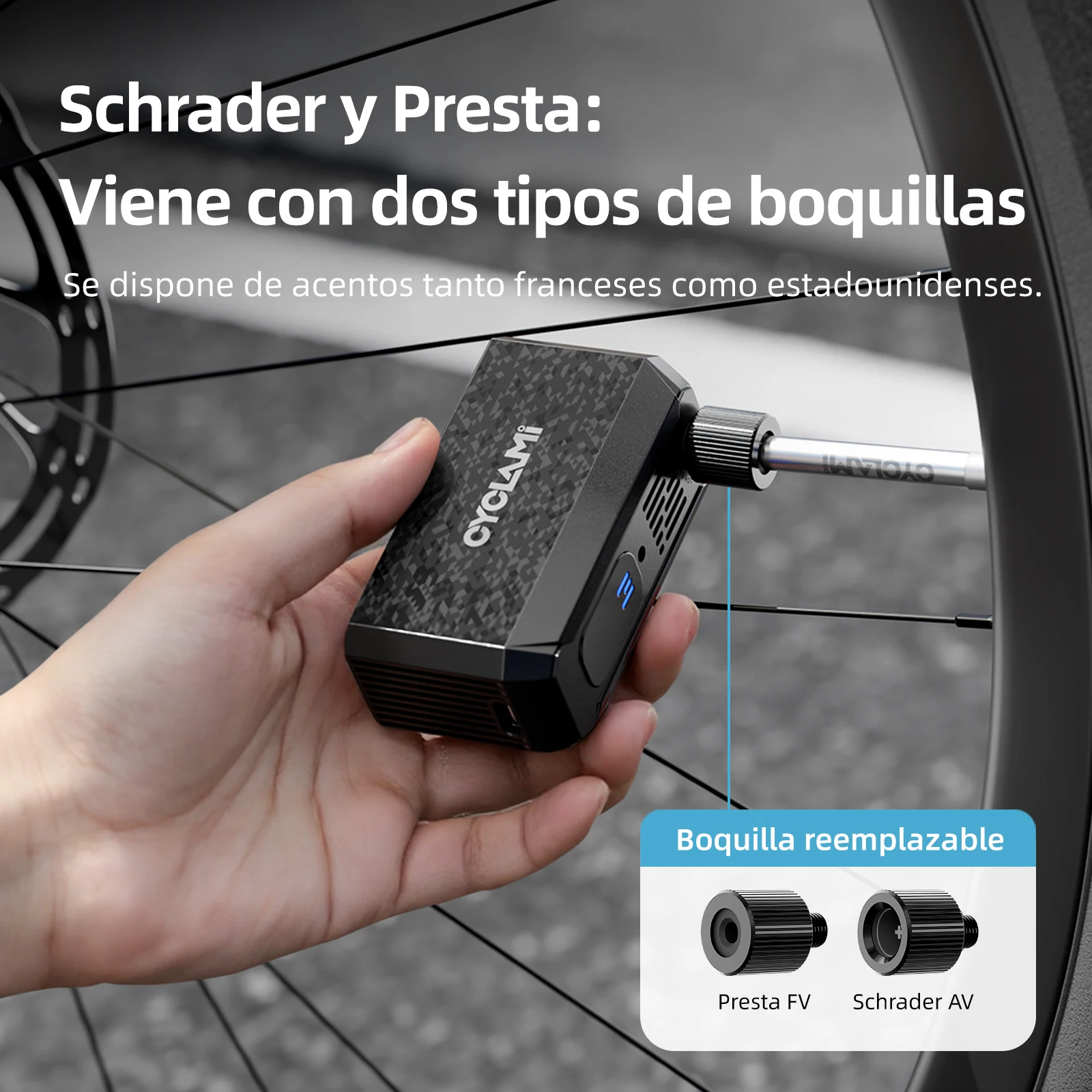 bomba de bicicleta portátil cyclami am6 mini, inflador de aire recargable de 130 psi, accesorios para bicicleta con conexión tipo c para neumáticos schrader y presta 3 Bomba de Bicicleta Portátil CYCLAMI AM6 Mini, Inflador de Aire Recargable de 130 PSI, Accesorios para Bicicleta con Conexión Tipo-C para Neumáticos Schrader y Presta 3