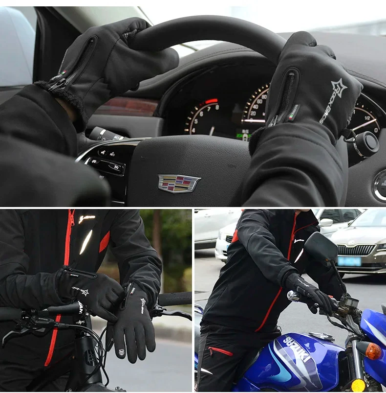 Guantes de invierno ROCKBROS para ciclismo – Cortavientos y forro polar Guantes de invierno ROCKBROS para ciclismo – Cortavientos y forro polar