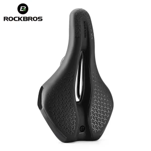 ROCKBROS-sillín de bicicleta hueco, transpirable, a prueba de golpes, asiento de ciclismo, cojín de cuero antideslizante de PU, ligero, para bicicleta de montaña y carretera 1