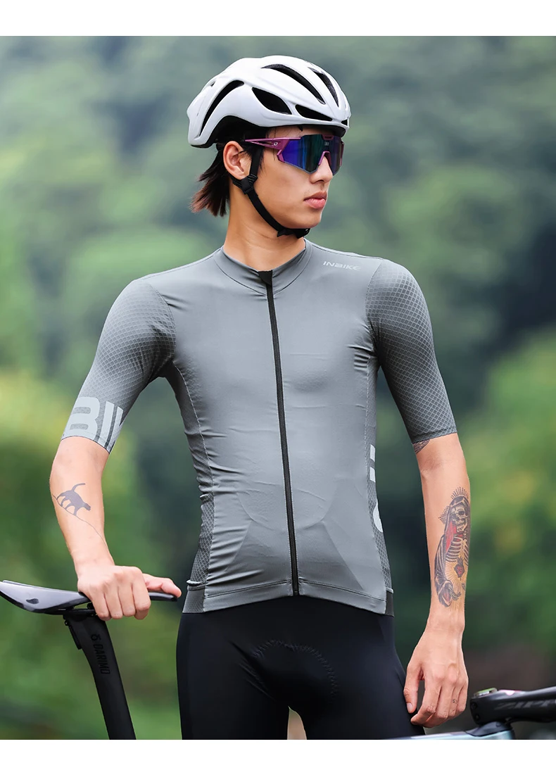 Conjunto de ciclismo INBIKE para hombre – Maillot y culotte de verano Conjunto de ciclismo INBIKE para hombre – Maillot y culotte de verano