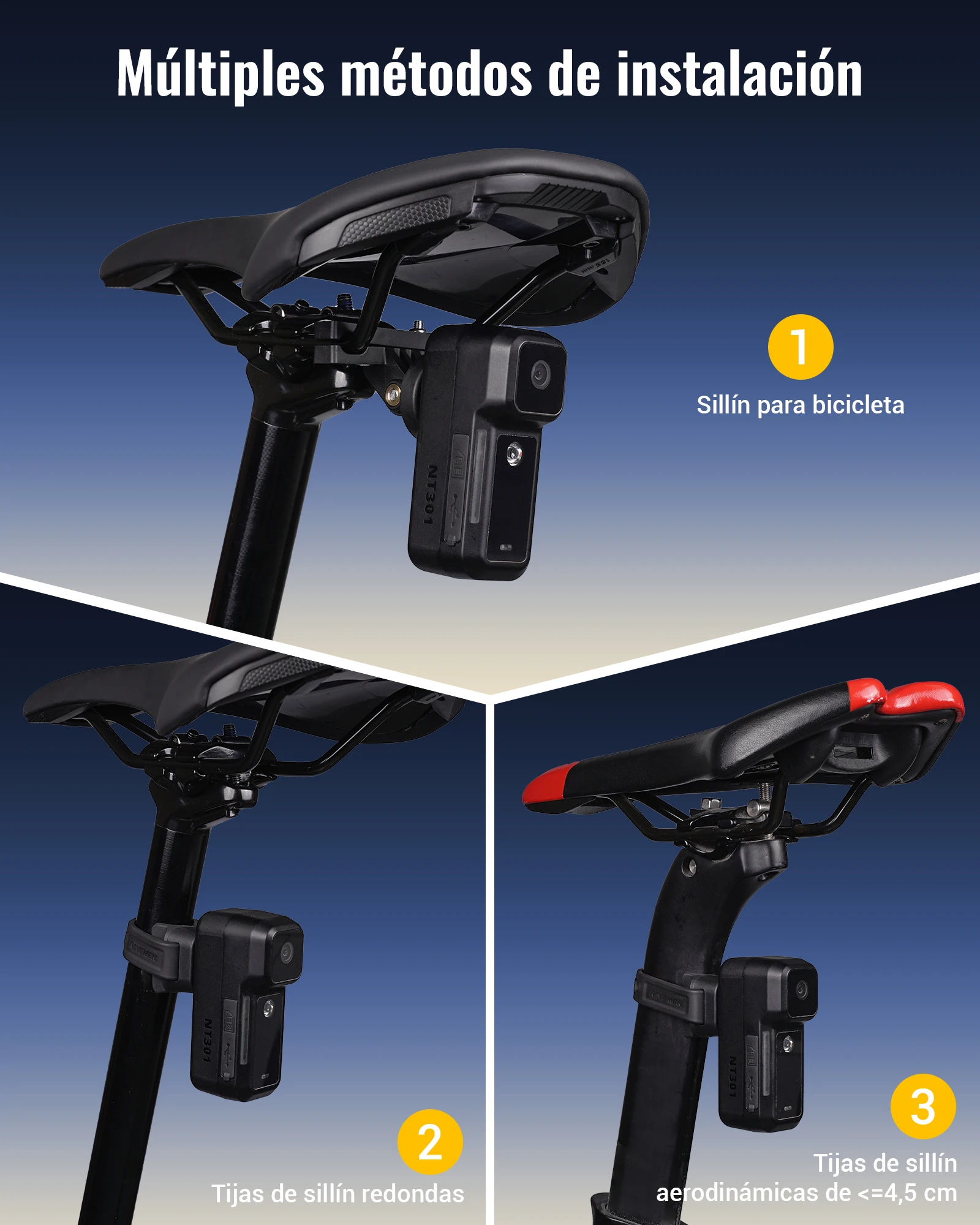 luz trasera para bicicleta ravemen nt301 con cámara dv, recargable, 3200mah, gran angular, 2k hd, grabación en bucle continua desde el teléfono 6 Luz Trasera para Bicicleta RAVEMEN NT301 con Cámara DV, Recargable, 3200mAh, Gran Angular, 2K HD, Grabación en Bucle Continua desde el Teléfono 6