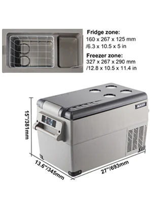 Nevera portátil de compresor VEVOR para coche – 15 a 45 L