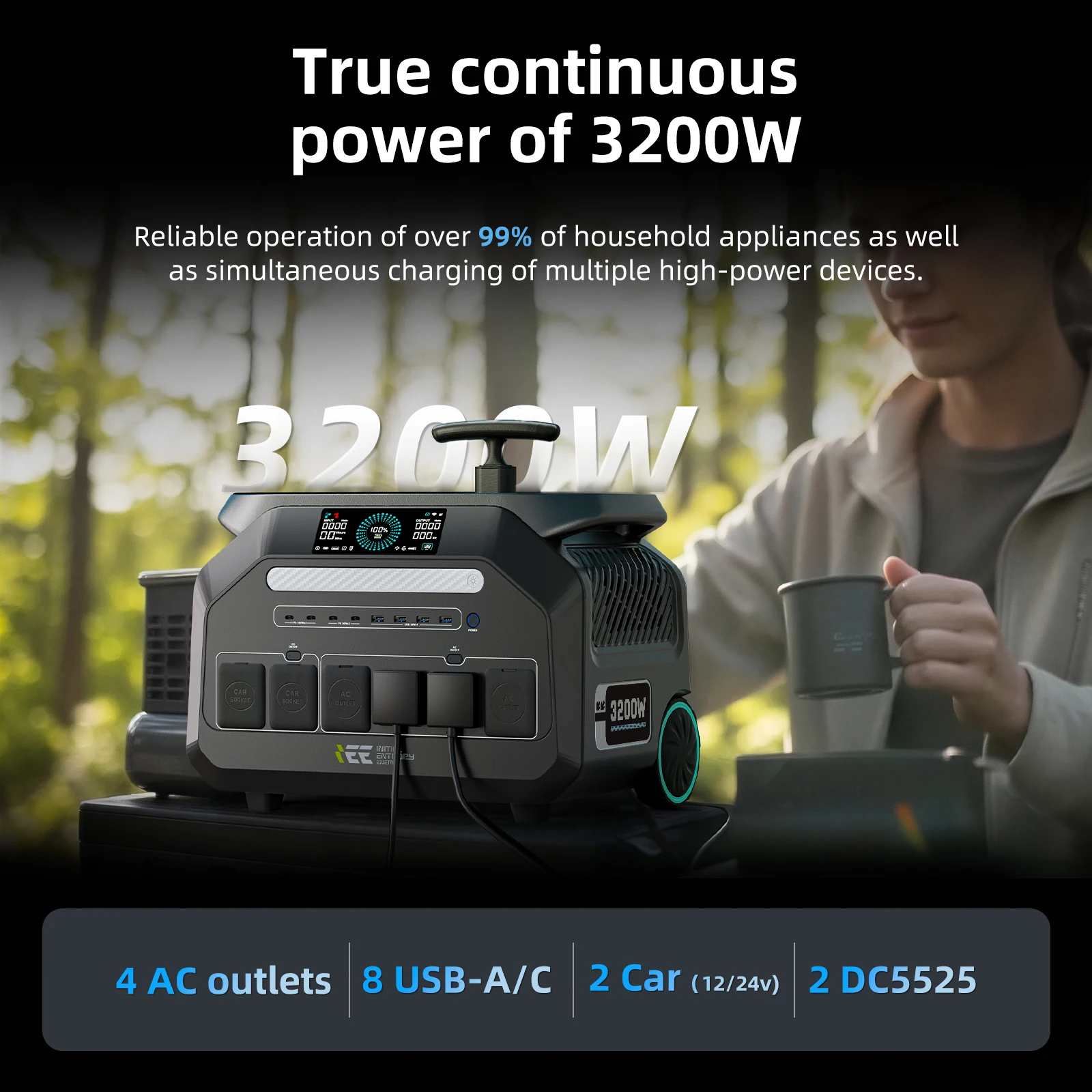 estación de energía portátil iee 2400w 3200w, batería de litio lifepo4 de 64000ah 2048wh, salida de ca, carrito para rv, camping, furgoneta, aplicación móvil 2 estación de energía portátil iee 2400w 3200w, batería de litio lifepo4 de 64000ah 2048wh, salida de ca, carrito para rv, camping, furgoneta, aplicación móvil 2