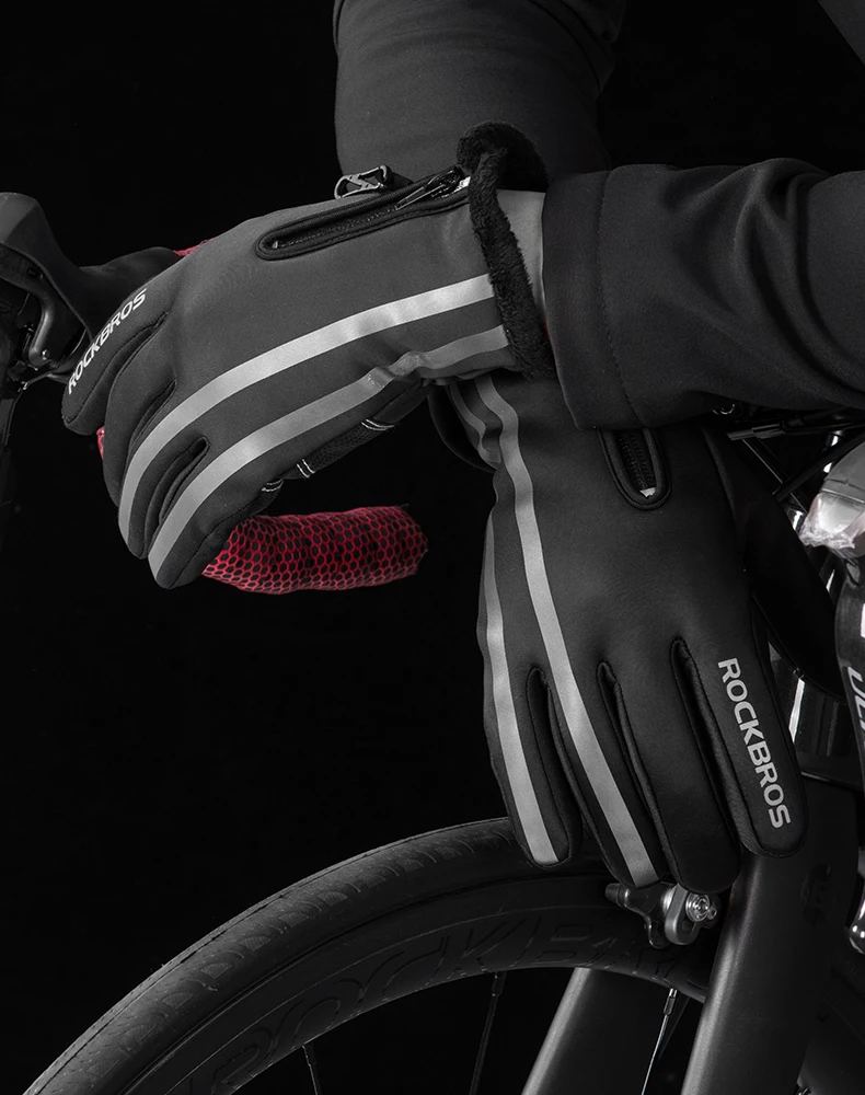 Guantes de invierno ROCKBROS para ciclismo – Cortavientos y forro polar Guantes de invierno ROCKBROS para ciclismo – Cortavientos y forro polar
