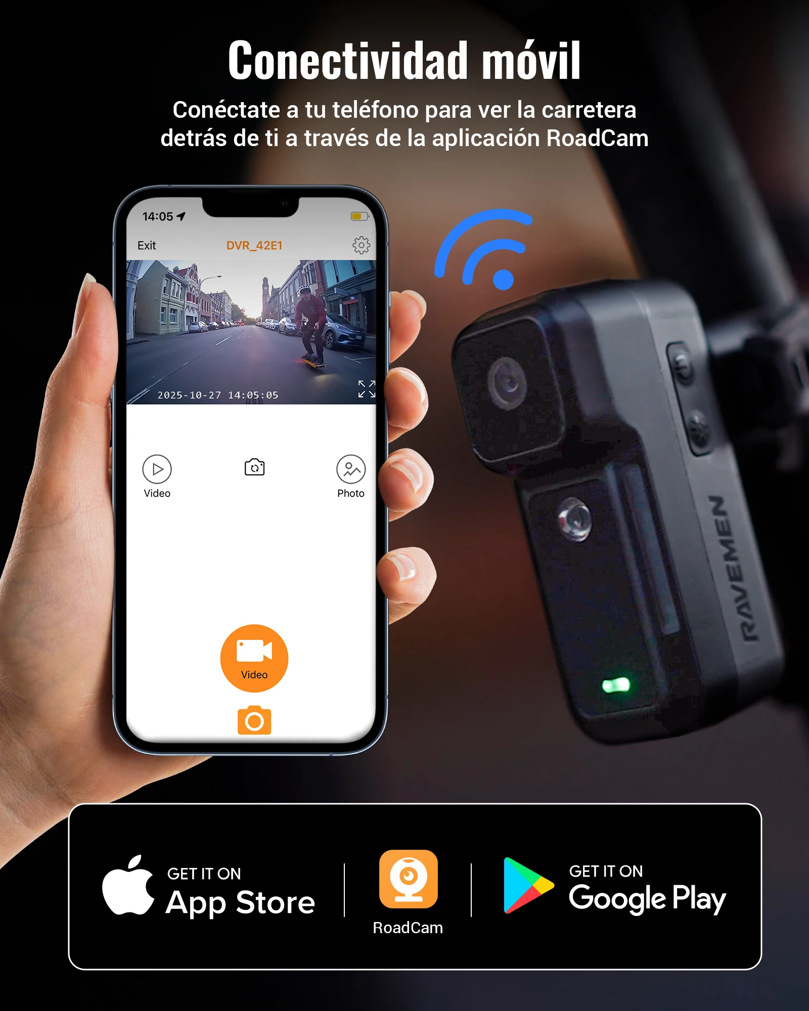 luz trasera para bicicleta ravemen nt301 con cámara dv, recargable, 3200mah, gran angular, 2k hd, grabación en bucle continua desde el teléfono 5 Luz Trasera para Bicicleta RAVEMEN NT301 con Cámara DV, Recargable, 3200mAh, Gran Angular, 2K HD, Grabación en Bucle Continua desde el Teléfono 5